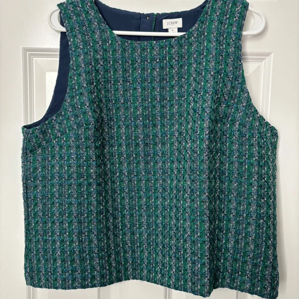 J. Crew Factory, Tweed button-back shell, Size Large, NWT - Picture 3 of 4